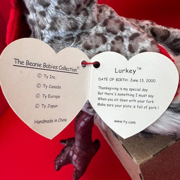 TY 2000 BEANIE BABY - "LURKEY" THE TURKEY PLUSH STUFFED ANIMAL TOY, NEW, 5 INCH - Picture 8 of 8